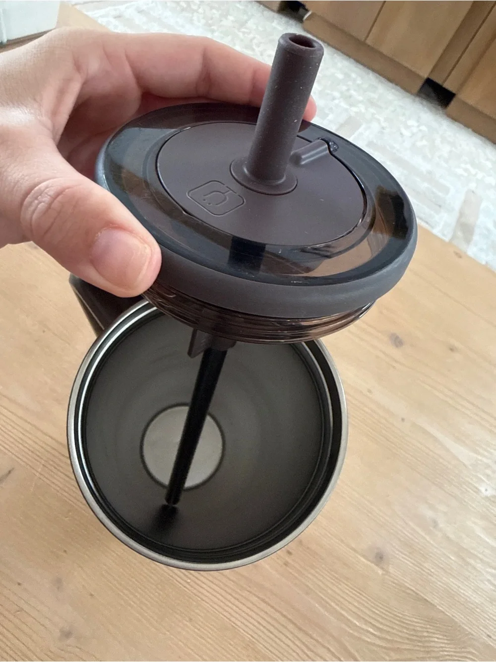 Brumate Brown Insulated Travel Mug with Handle and Straw